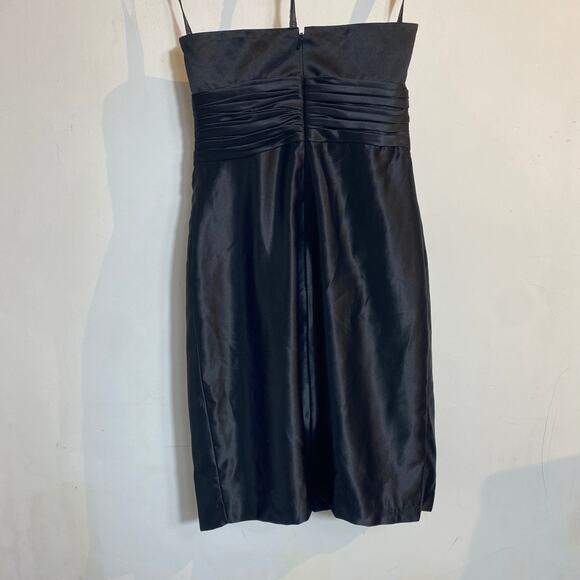 Bill Levkoff Sz 8 Black Satin Sleeveless Mini Dress Cocktail Party Formal - Picture 5 of 7